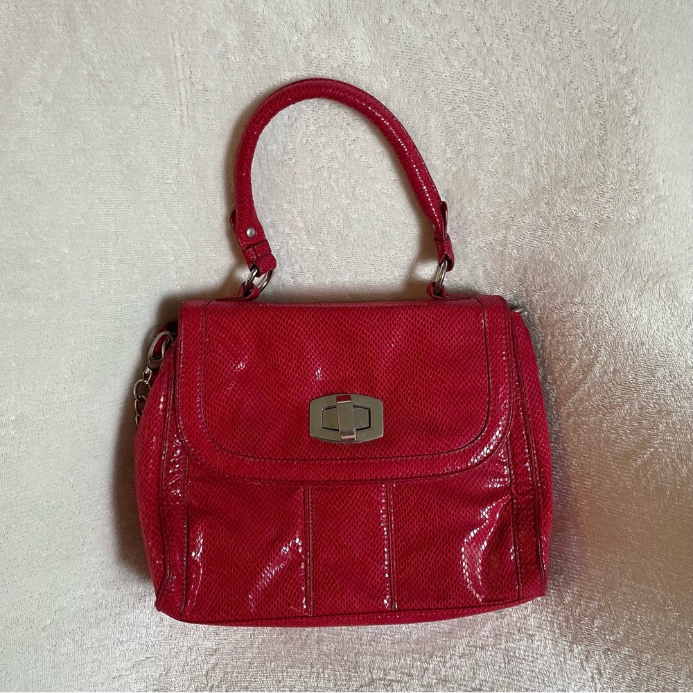 White House Black Market Red Purse Snake print‎